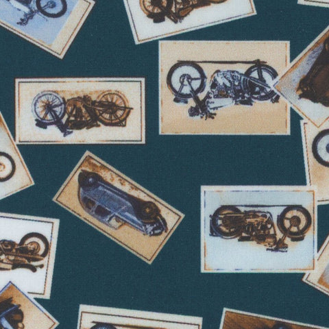[テクスタ] バイク柄-ネイビー #8482 生地拡大